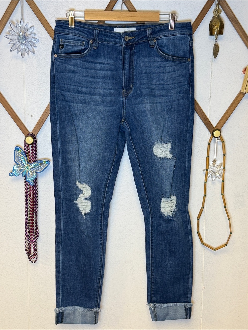 KanCan Medium Dark Blue Ripped Skinny Jeans